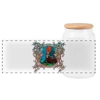 Sweet Little Mermaid - Panoramic Cookie Jar with Wooden Lid - white - Front