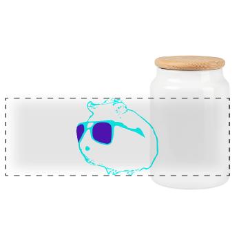 Un cochon d’Inde cool - Boîte à biscuits avec couvercle en bois - blanc - Devant