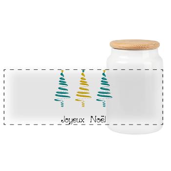 NOËL. JOYEUX NOËL. MERRY CHRISTMAS. NOUVEL AN - Boîte à biscuits avec couvercle en bois - blanc - Devant