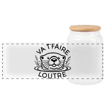 Cadeau humoristique - Va t'faire loutre - Boîte à biscuits avec couvercle en bois - blanc - Devant