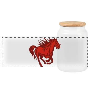 Demonic Horse - Panoramic Cookie Jar with Wooden Lid - white - Front