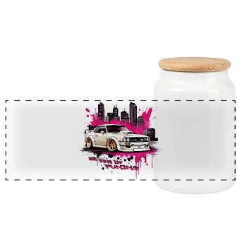 My thing is tuning - Panoramic Cookie Jar with Wooden Lid - white - Front