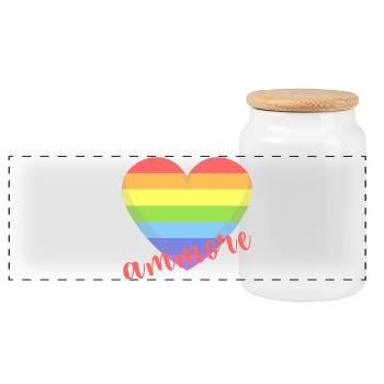 t-shirt napoli ammore gay lgbt herz gay pride - Panorama Keksdose mit Holzdeckel - Weiß - Vorne