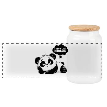 Melancholischer Panda-Montag - Panorama Keksdose mit Holzdeckel - Weiß - Vorne