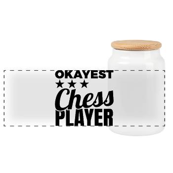 Funny Chess Player - Panoramic Cookie Jar with Wooden Lid - white - Front
