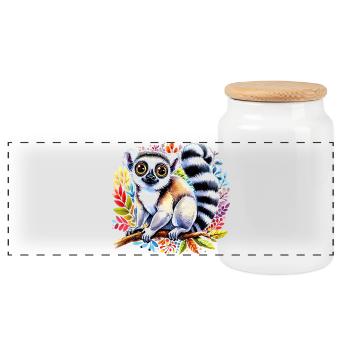 Lémurien - Boîte à biscuits avec couvercle en bois - blanc - Devant