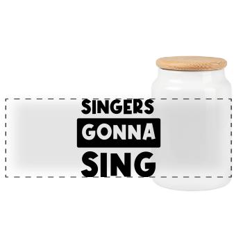 Singers going to sing - Panoramic Cookie Jar with Wooden Lid - white - Front