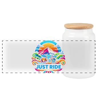 Juste Rouler à Vélo - Just Ride - Boîte à biscuits avec couvercle en bois - blanc - Devant