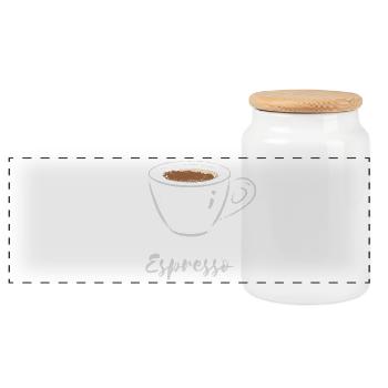 Espresso Kaffee Italienischer Café Lover - Panorama Keksdose mit Holzdeckel - Weiß - Vorne