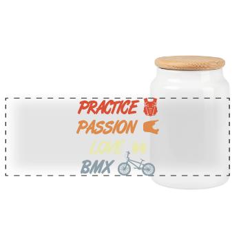 BMX Quote - Panoramic Cookie Jar with Wooden Lid - white - Front