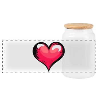 Design élégant en forme de cœur en rouge, noir et blanc - Boîte à biscuits avec couvercle en bois - blanc - Devant