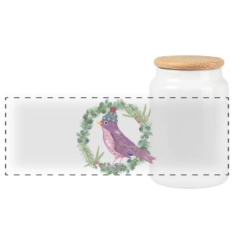 Oiseau au gui et à l’eucalyptus dans l’ambiance hivernale - Boîte à biscuits avec couvercle en bois - blanc - Devant