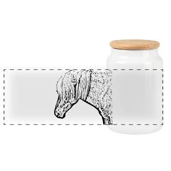 Chevaux T-shirt Cadeau Cavalier - Boîte à biscuits avec couvercle en bois - blanc - Devant
