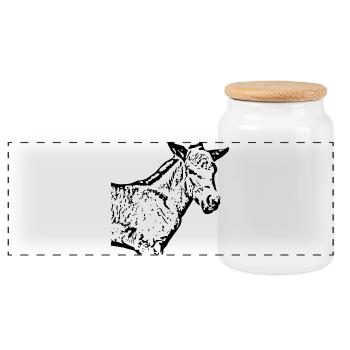 Horses T-shirt Gift Rider - Panoramic Cookie Jar with Wooden Lid - white - Front