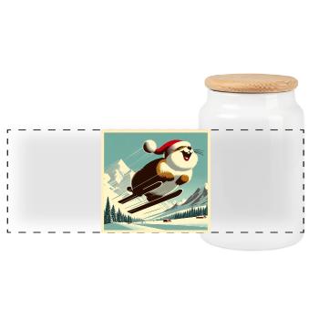 Marmotte Ski Vintage - Boîte à biscuits avec couvercle en bois - blanc - Devant