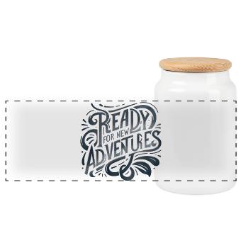 ready for new adventures year beginning lettering - Panorama Keksdose mit Holzdeckel - Weiß - Vorne