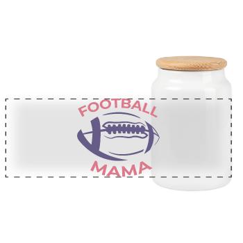 Football Mom - Panoramic Cookie Jar with Wooden Lid - white - Front