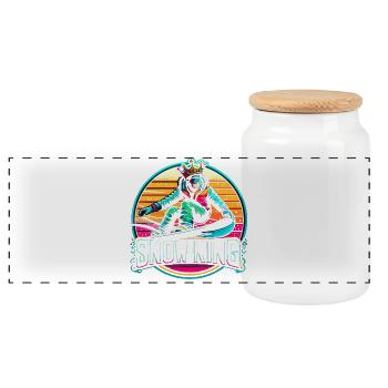 Snow King Snowboard Design - Panorama Keksdose mit Holzdeckel - Weiß - Vorne
