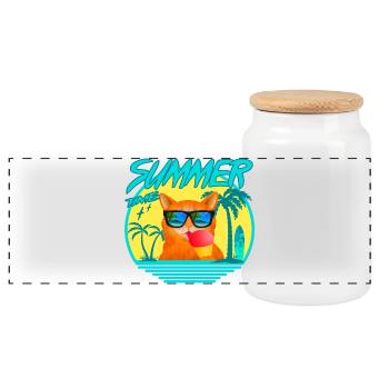 SUMMERCAT AVEC GLACE - Boîte à biscuits avec couvercle en bois - blanc - Devant