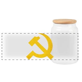Marteau et faucille - Boîte à biscuits avec couvercle en bois - blanc - Devant