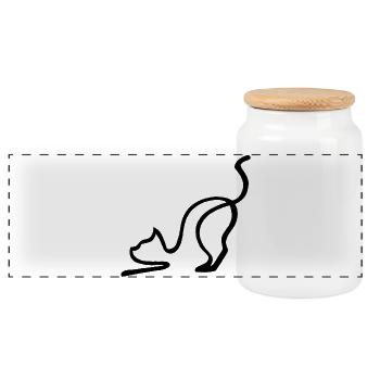 Sketch of the Black Cat - Panoramic Cookie Jar with Wooden Lid - white - Front