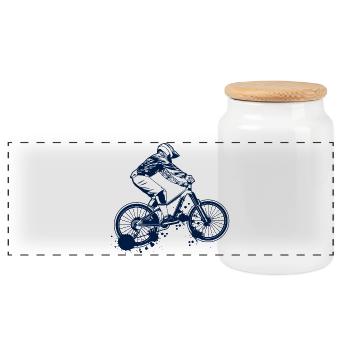 Mountain bike - Panoramic Cookie Jar with Wooden Lid - white - Front