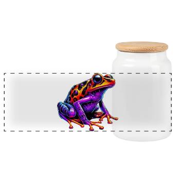 Frog - Panoramic Cookie Jar with Wooden Lid - white - Front