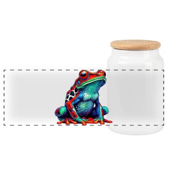 Frosch - Panorama Keksdose mit Holzdeckel - Weiß - Vorne