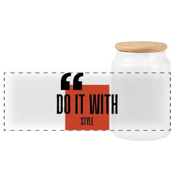 Bit Wit Style Logo - Panorama Keksdose mit Holzdeckel - Weiß - Vorne