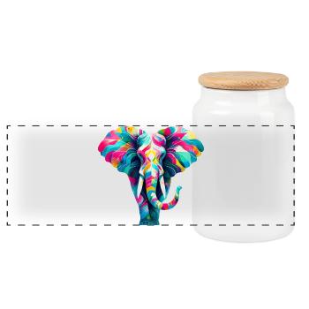 Elefant - Panorama Keksdose mit Holzdeckel - Weiß - Vorne