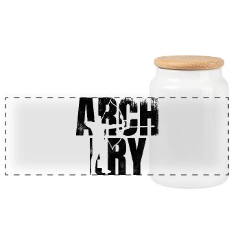 Archery - Panoramic Cookie Jar with Wooden Lid - white - Front