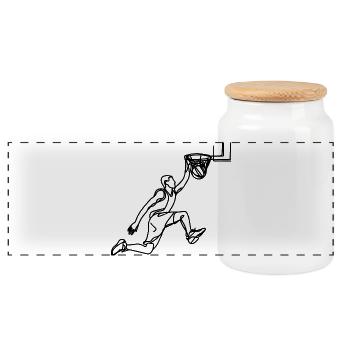 Basketball Illustration - Panoramic Cookie Jar with Wooden Lid - white - Front