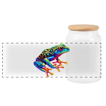 Frog - Panoramic Cookie Jar with Wooden Lid - white - Front