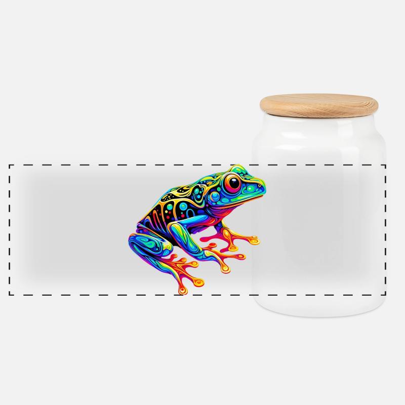 Frosch - Panorama Keksdose mit Holzdeckel - Weiß