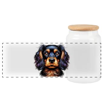 Hund Cocker Spaniel - Panorama Keksdose mit Holzdeckel - Weiß - Vorne