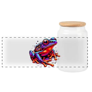 Frog - Panoramic Cookie Jar with Wooden Lid - white - Front