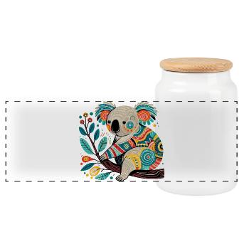 Koala - Panorama Keksdose mit Holzdeckel - Weiß - Vorne