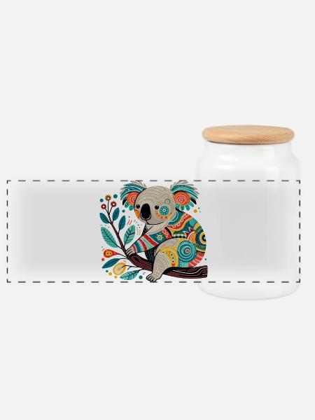 Koala - Panorama Keksdose mit Holzdeckel - Weiß