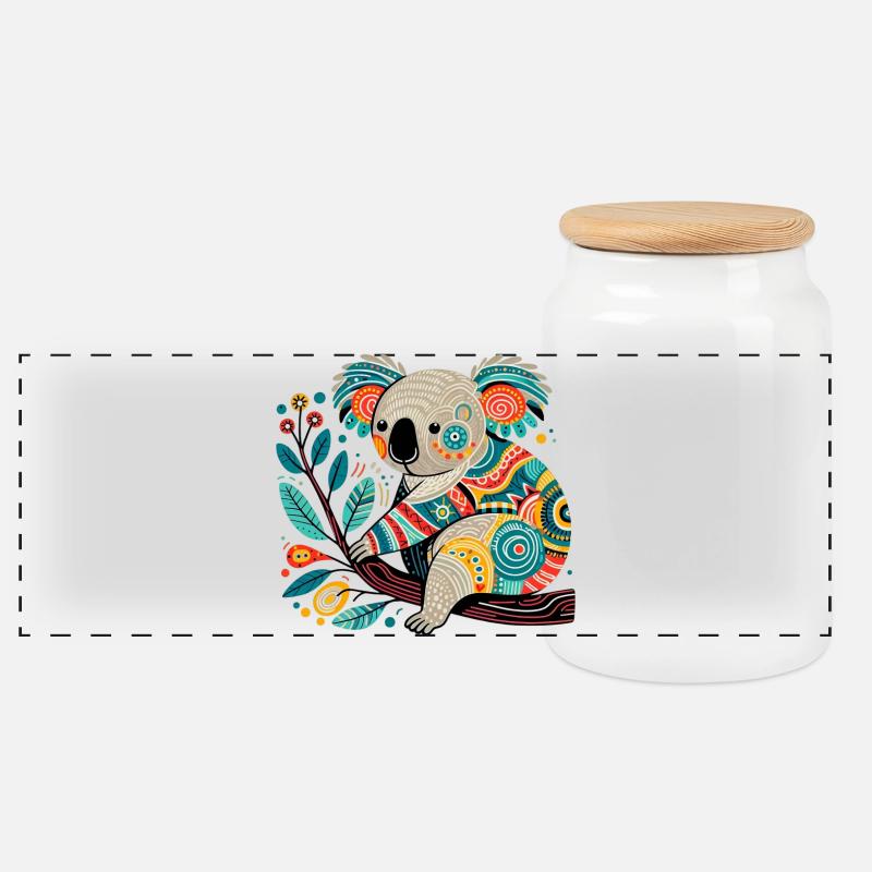 Koala - Panorama Keksdose mit Holzdeckel - Weiß