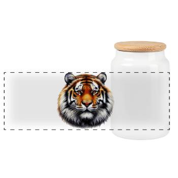 Tigre - Boîte à biscuits avec couvercle en bois - blanc - Devant