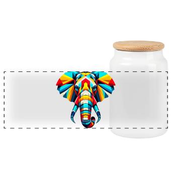 Éléphant Pop Art - Boîte à biscuits avec couvercle en bois - blanc - Devant
