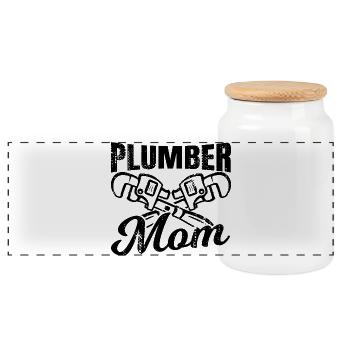 Mère plombière - Boîte à biscuits avec couvercle en bois - blanc - Devant