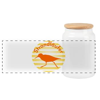 Strandläufer - Panorama Keksdose mit Holzdeckel - Weiß - Vorne
