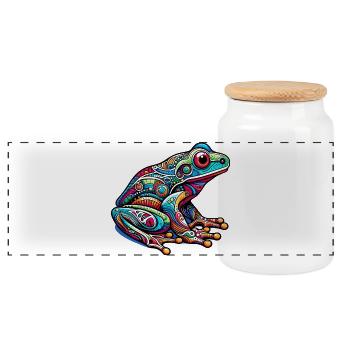 Frog - Panoramic Cookie Jar with Wooden Lid - white - Front