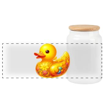 Caneton Canard Canard - Boîte à biscuits avec couvercle en bois - blanc - Devant