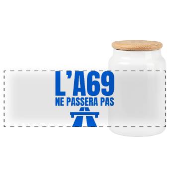 A69, motorway, Castres, Toulouse - Panoramic Cookie Jar with Wooden Lid - white - Front