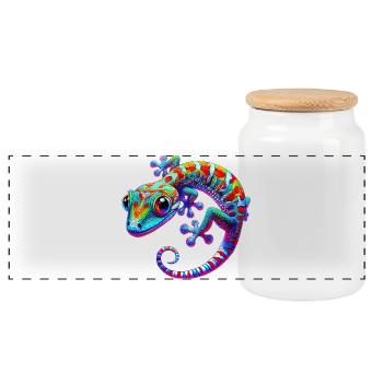 Gecko - Boîte à biscuits avec couvercle en bois - blanc - Devant