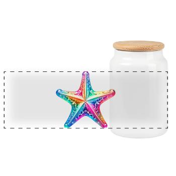 Starfish - Panoramic Cookie Jar with Wooden Lid - white - Front