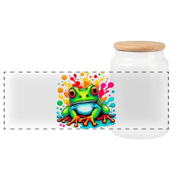 Frosch - Panorama Keksdose mit Holzdeckel - Weiß - Vorne