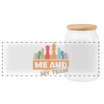 Schach retro cool Spruch Team vintage Schachfigur - Panorama Keksdose mit Holzdeckel - Weiß - Vorne